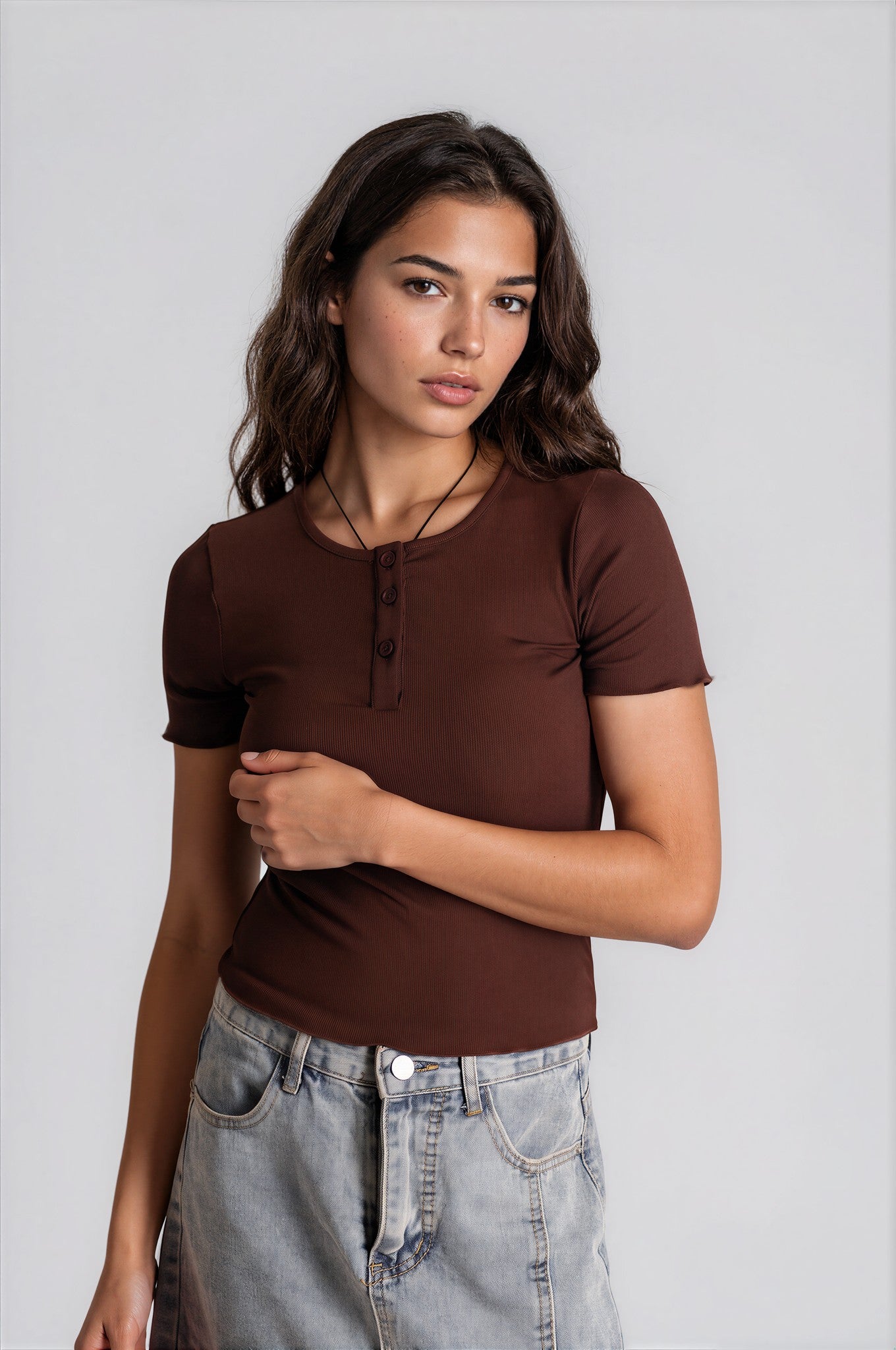 Short Sleeve BabyLock Button Rib Top