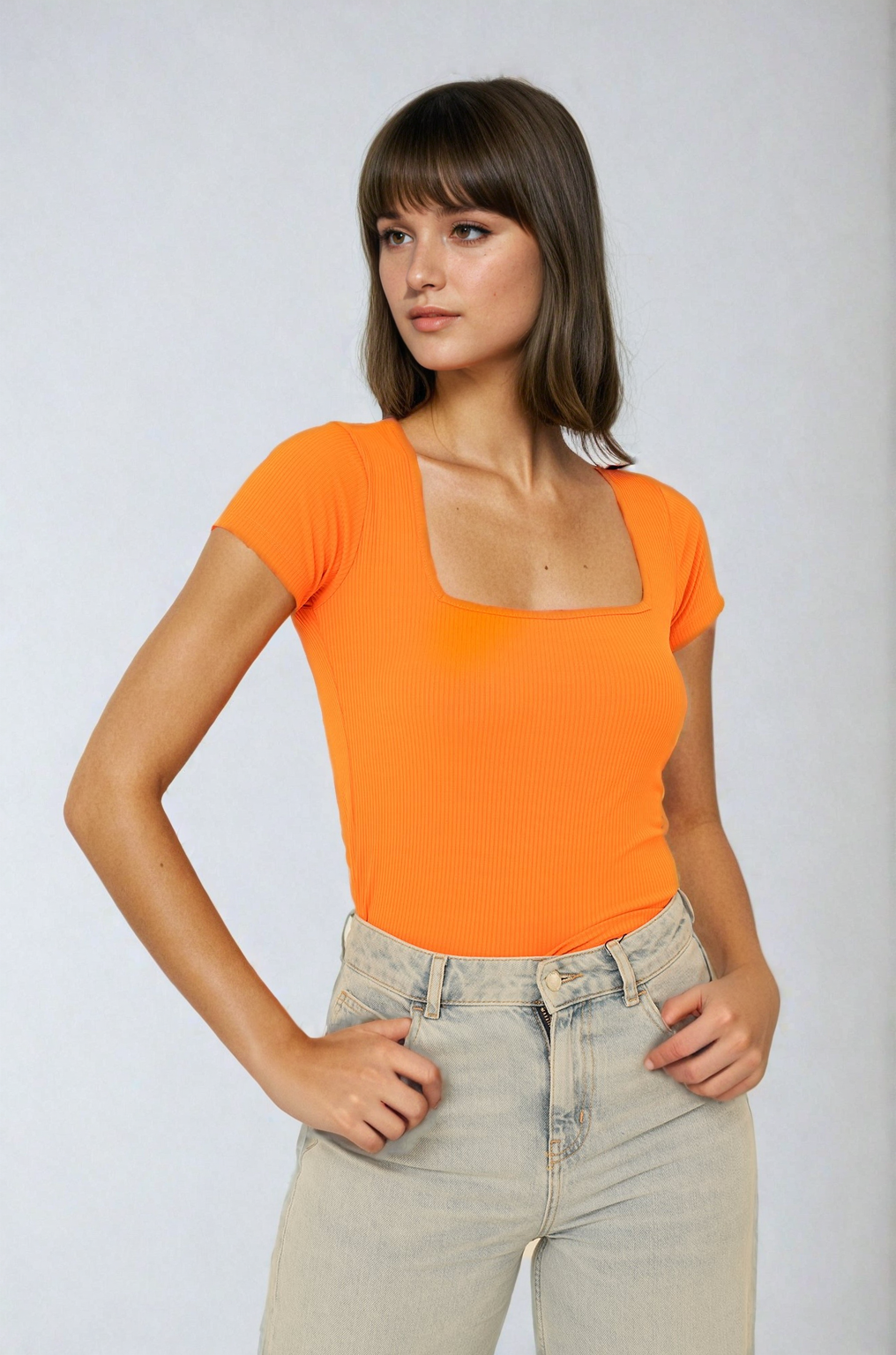 MWB Square Neck Short Sleeve Top MYWISHBAG