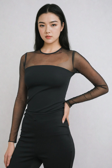 MWB Round Neck Mesh Top