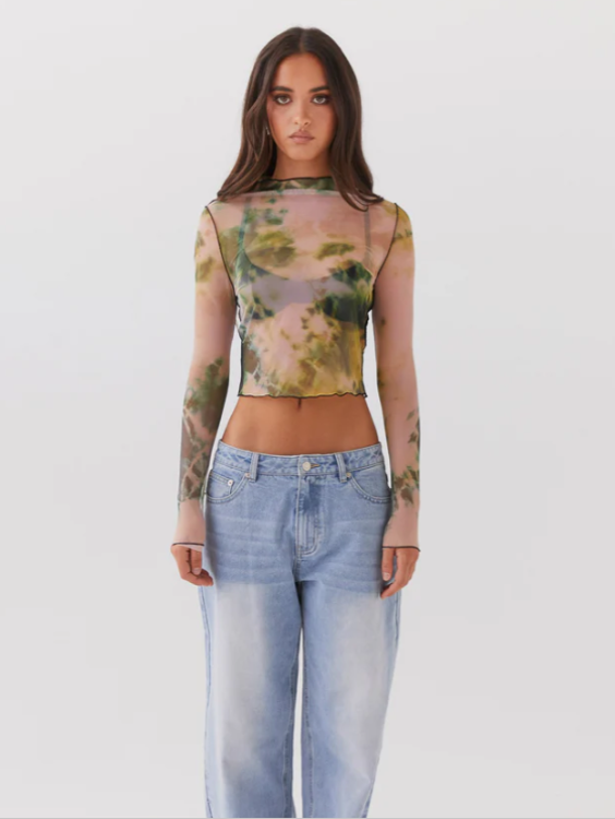 MWB Highneck Mesh Sheer Top