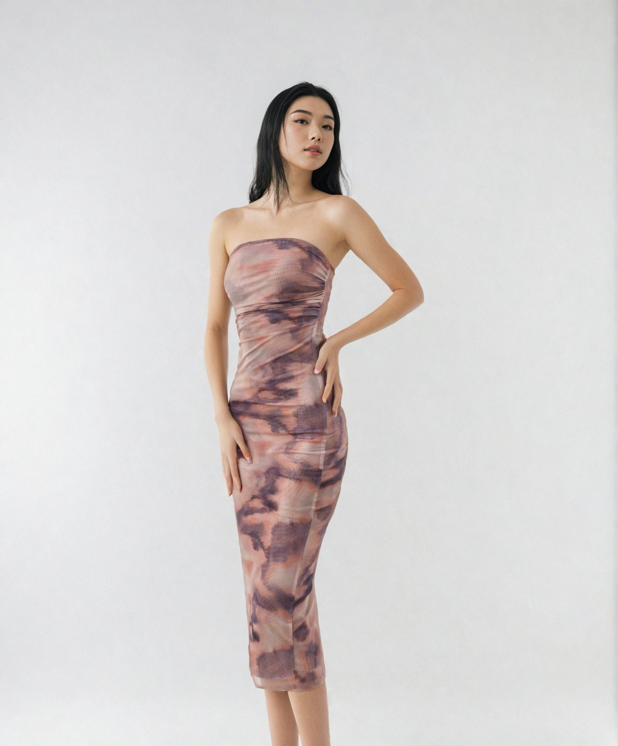 MWB Printed Tulle midi Printed Dress MYWISHBAG