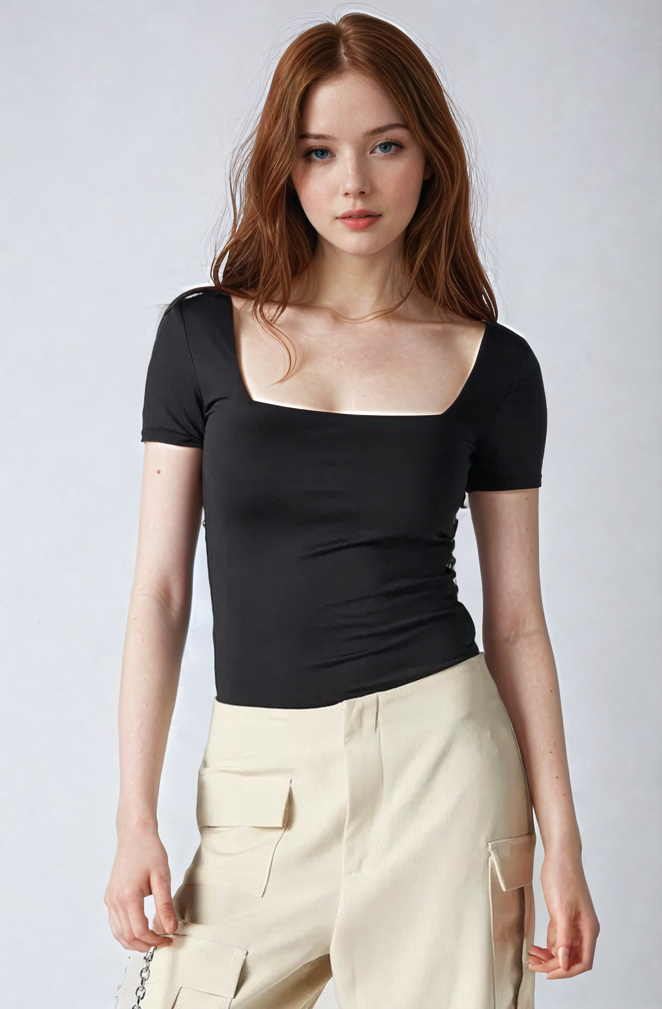 MWB Square Neck Short Sleeve Bodysuit MYWISHBAG