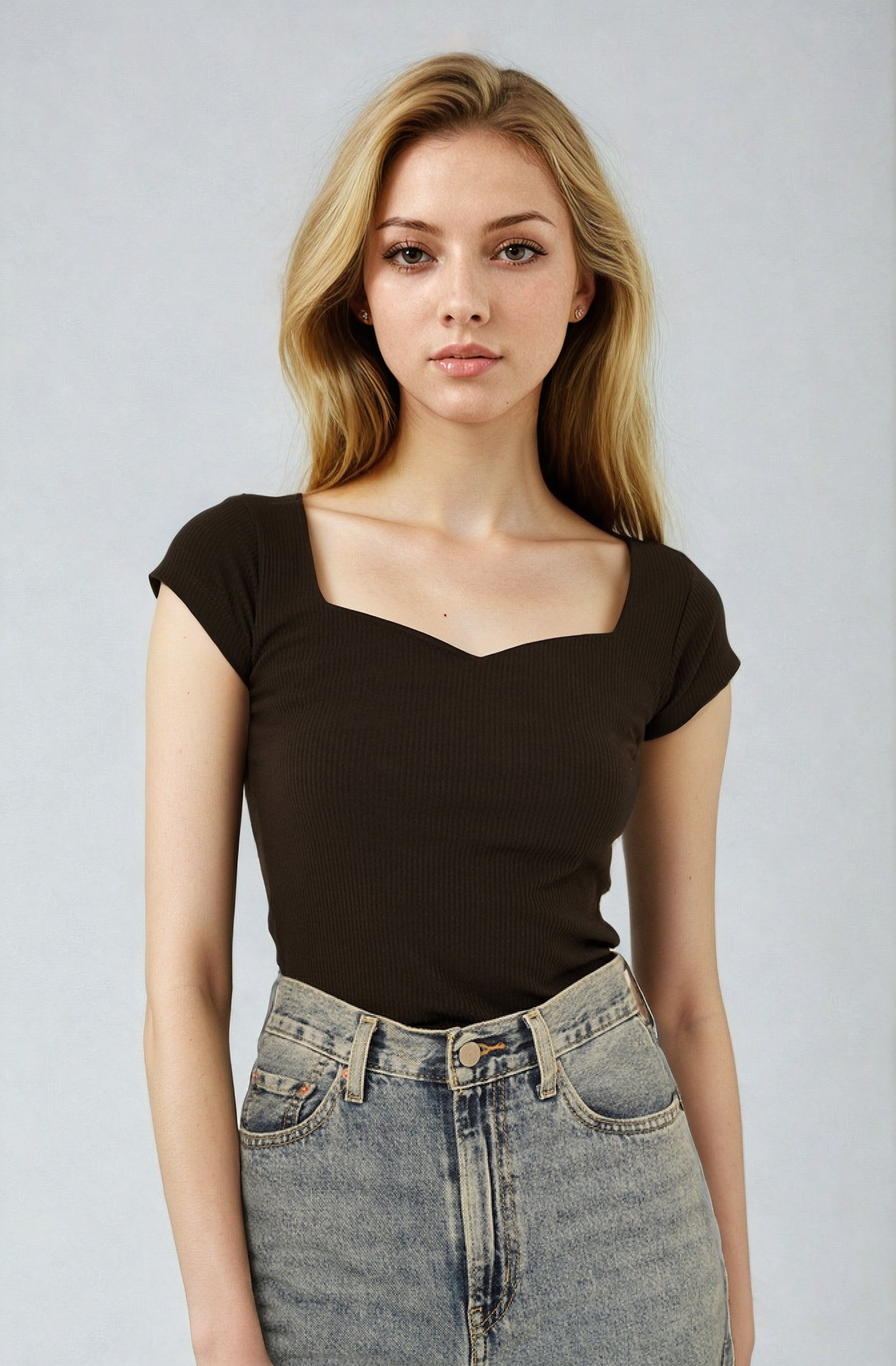 MWB Sweetheart Neckline Rib Top MYWISHBAG