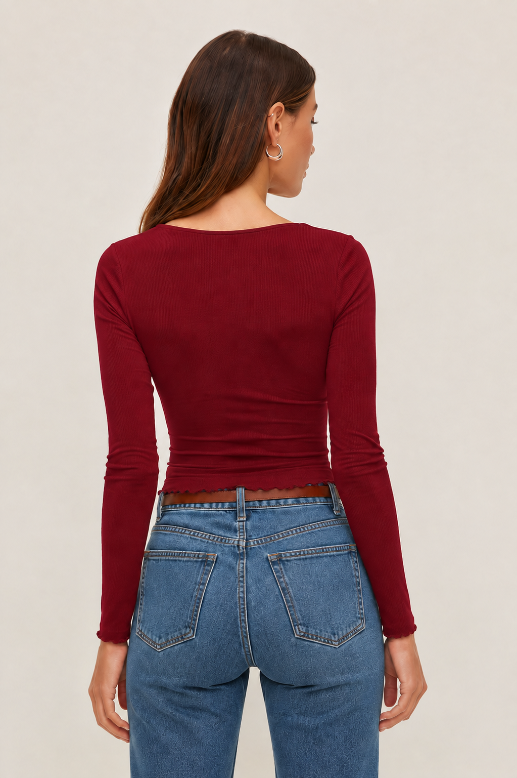 polo lace Trim Rib Top MYWISHBAG