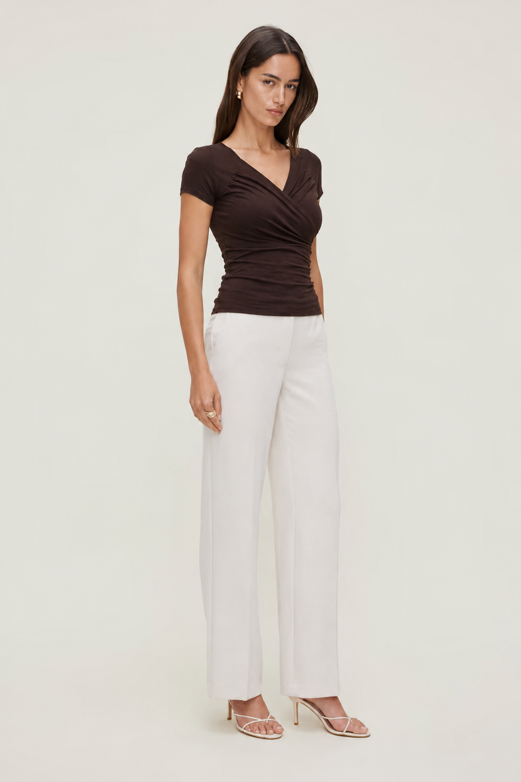 Sweetheart V Neck Short Sleeve Top MYWISHBAG