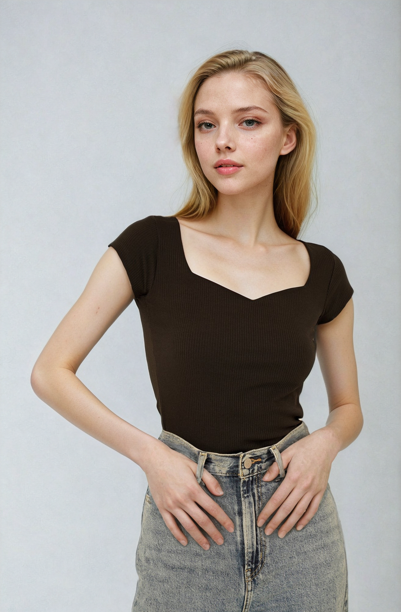 MWB Sweetheart Neckline Rib Top MYWISHBAG