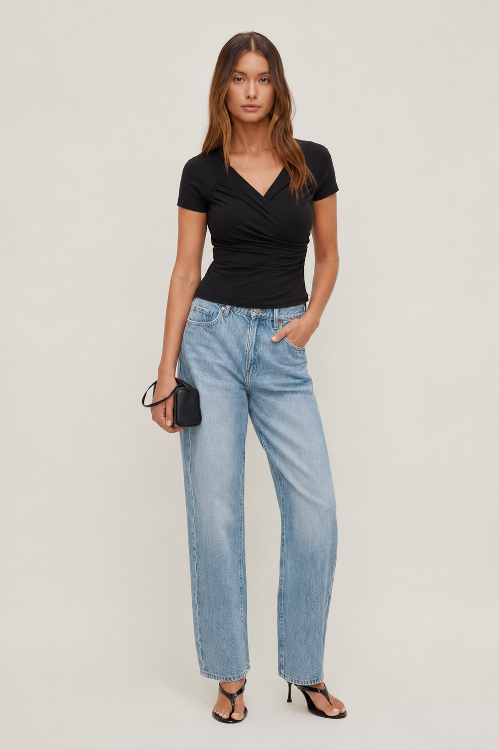 Sweetheart V Neck Short Sleeve Top MYWISHBAG