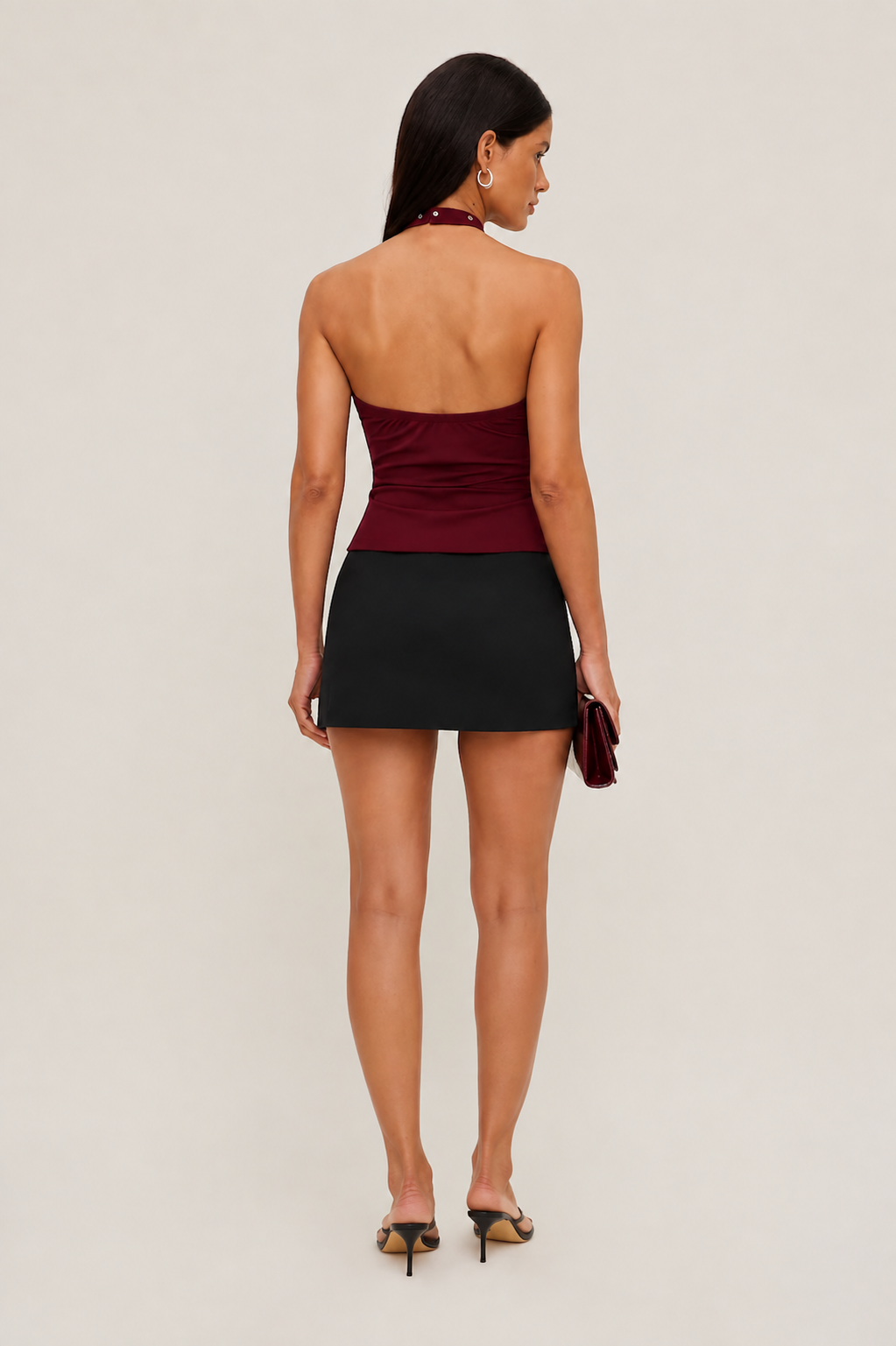 Halterneck Top in Marron with Eyelets MYWISHBAG