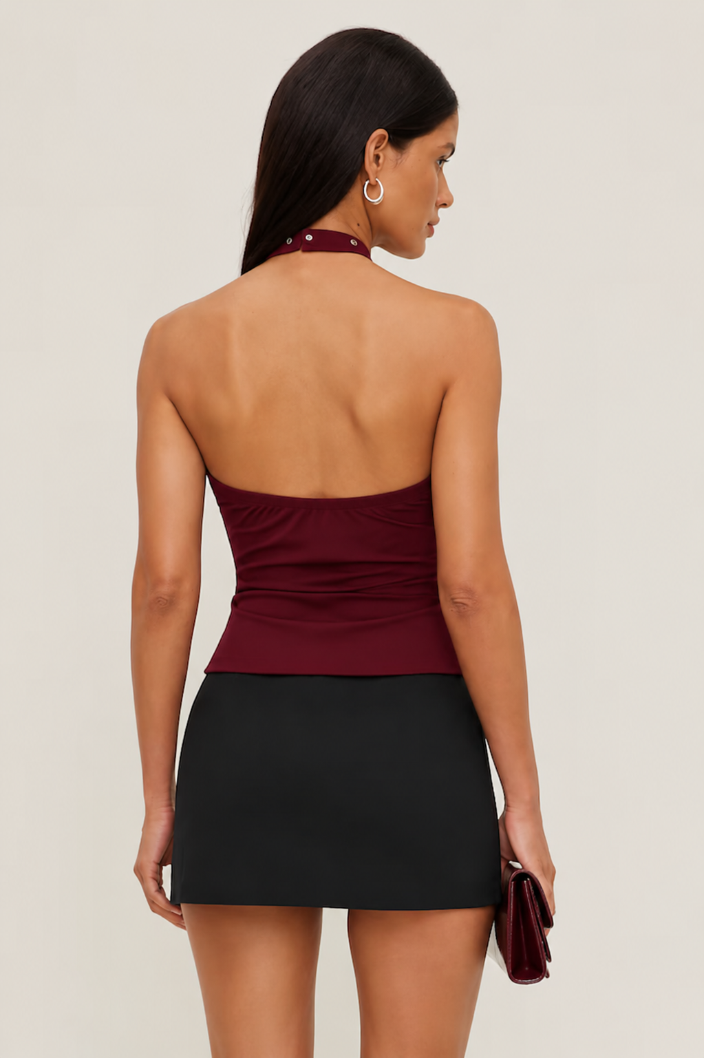Halterneck Top in Marron with Eyelets MYWISHBAG