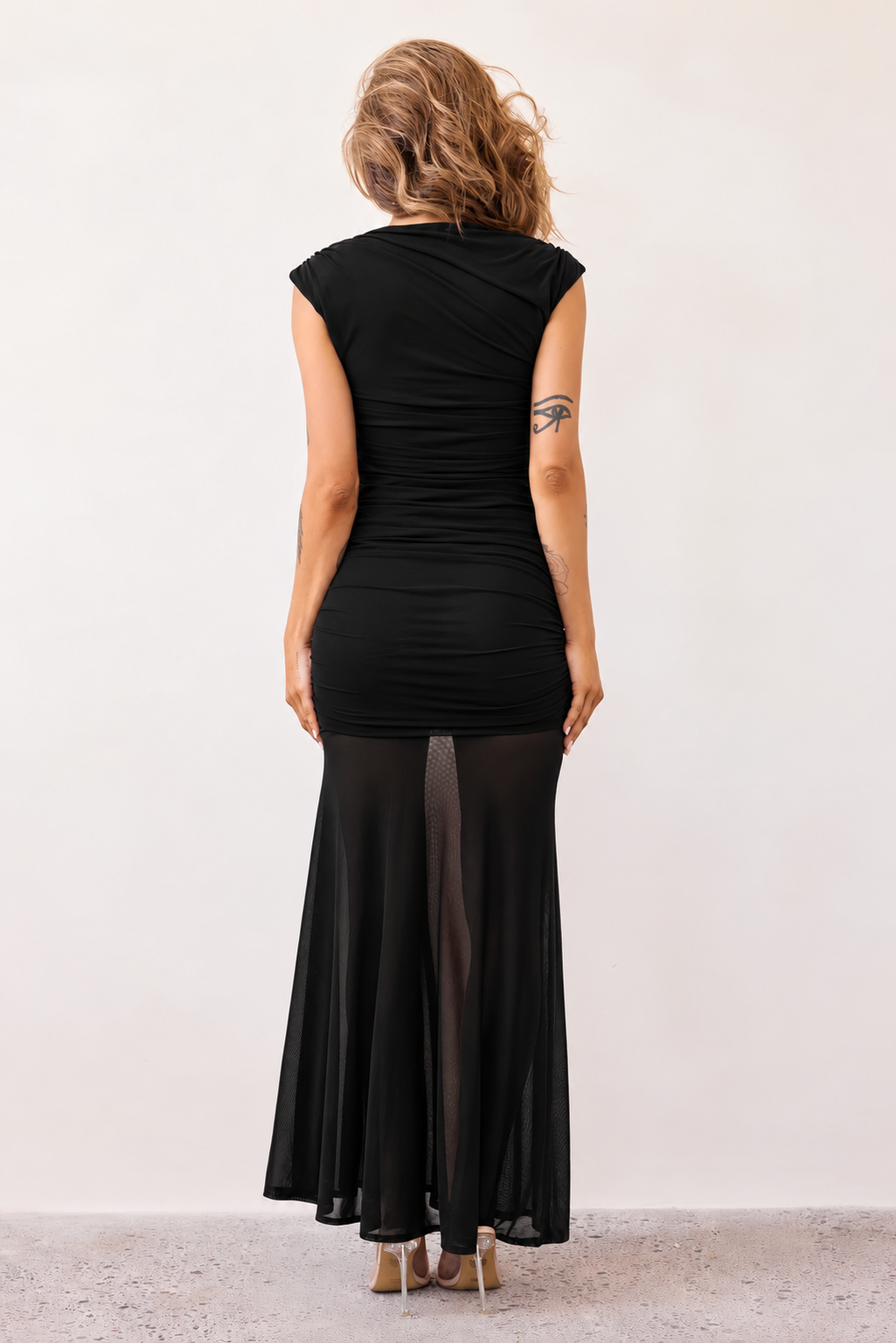 Elegant Black Mesh Maxi Dress