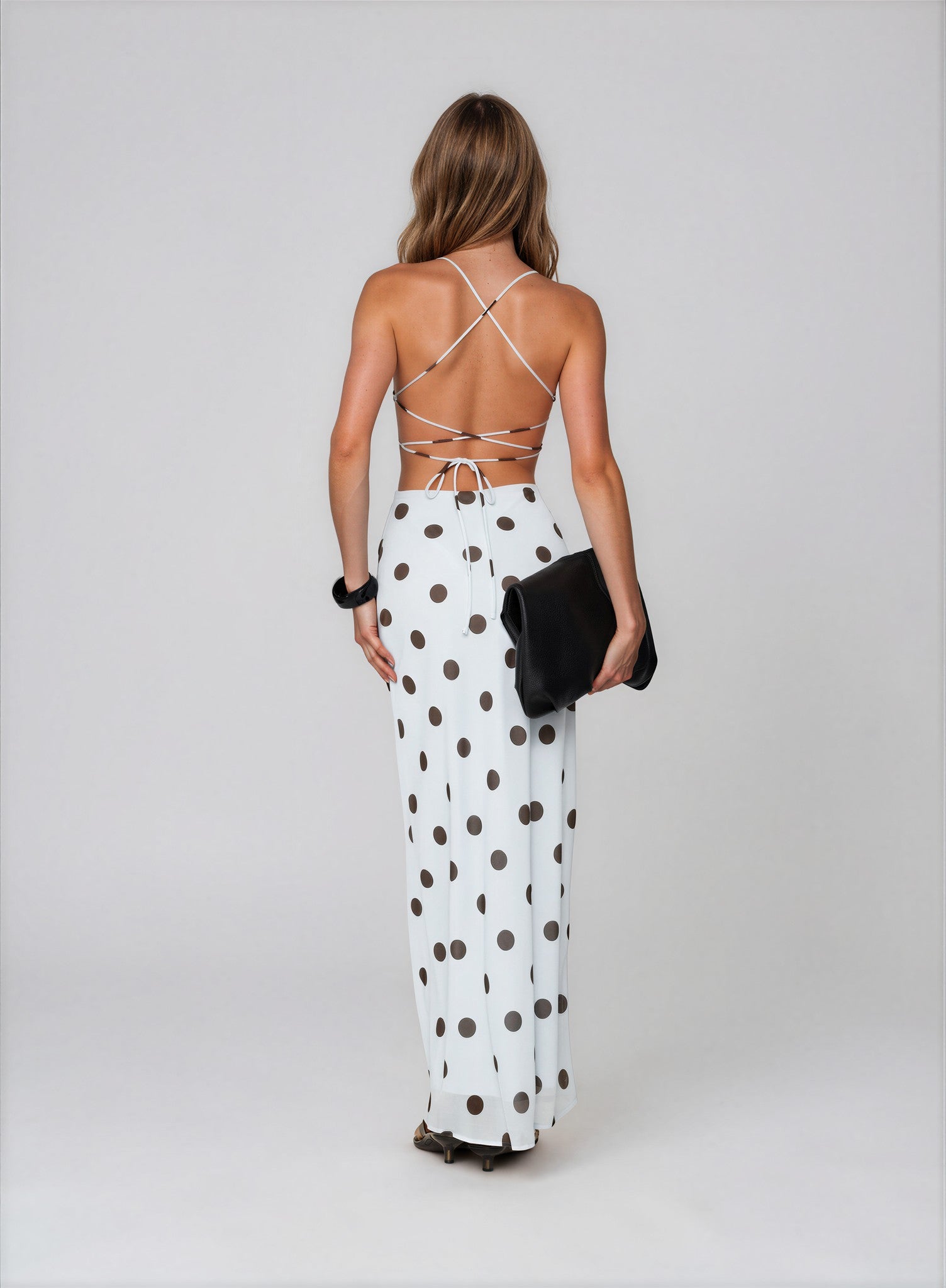 Stylish Blue Polka Dot Maxi Dress for Casual Elegance