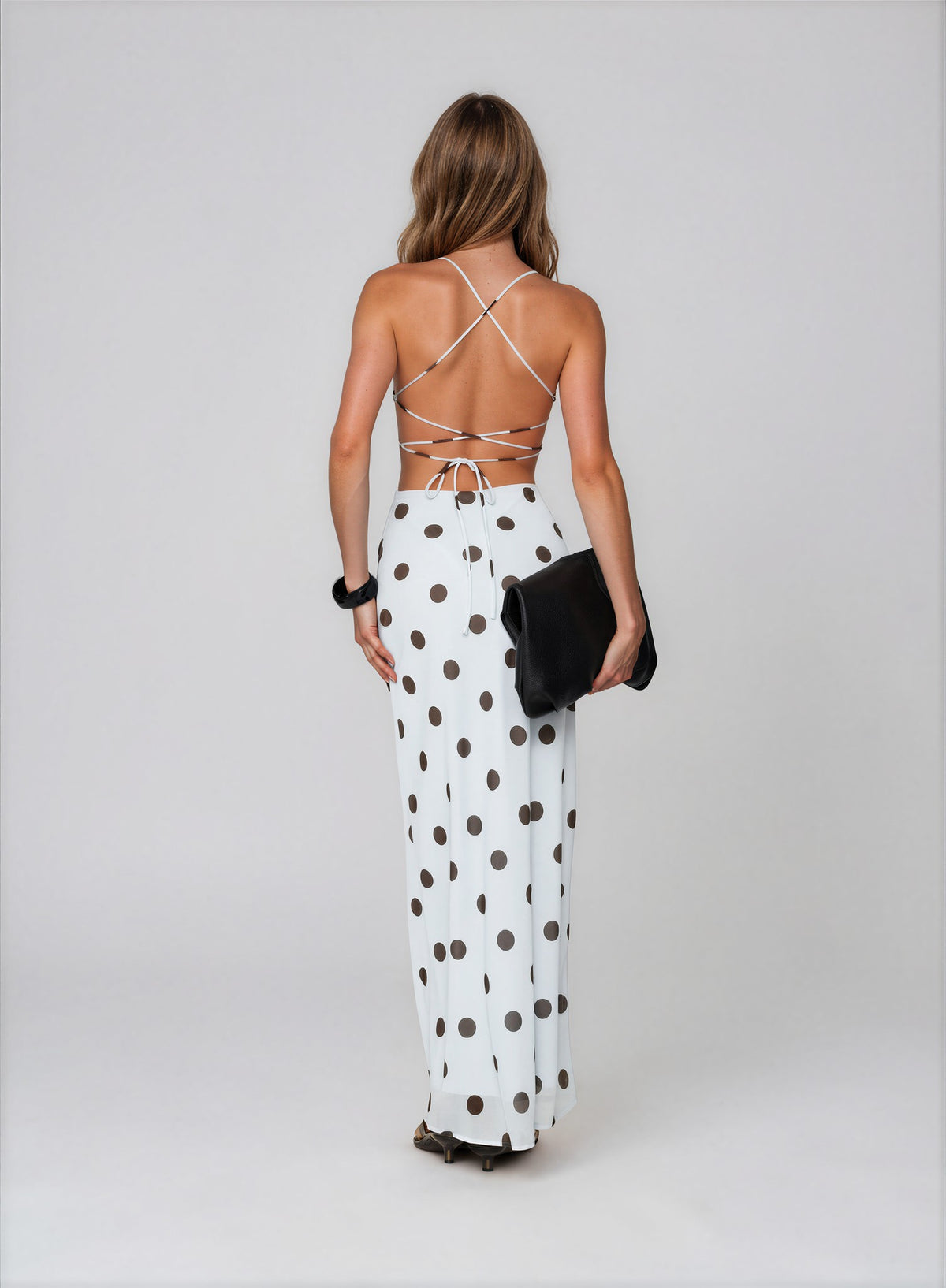 Stylish Blue Polka Dot Maxi Dress for Casual Elegance