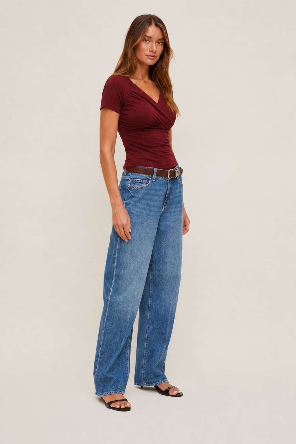 Sweetheart V Neck Short Sleeve Top MYWISHBAG