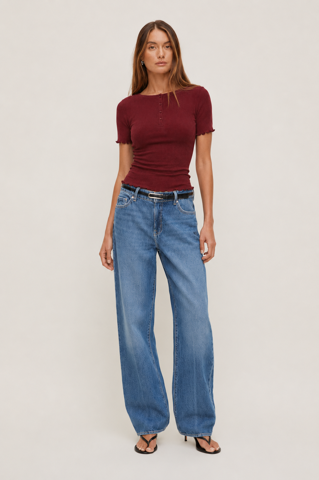 Short Sleeve BabyLock Button Rib Top MYWISHBAG
