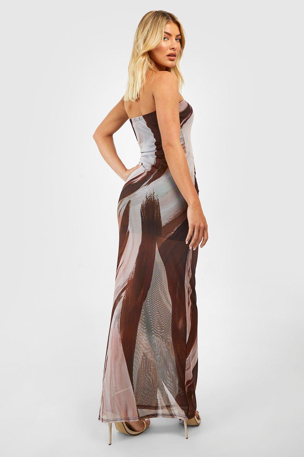 MWB Abstract Mesh Bandeau Maxi  Dress MYWISHBAG