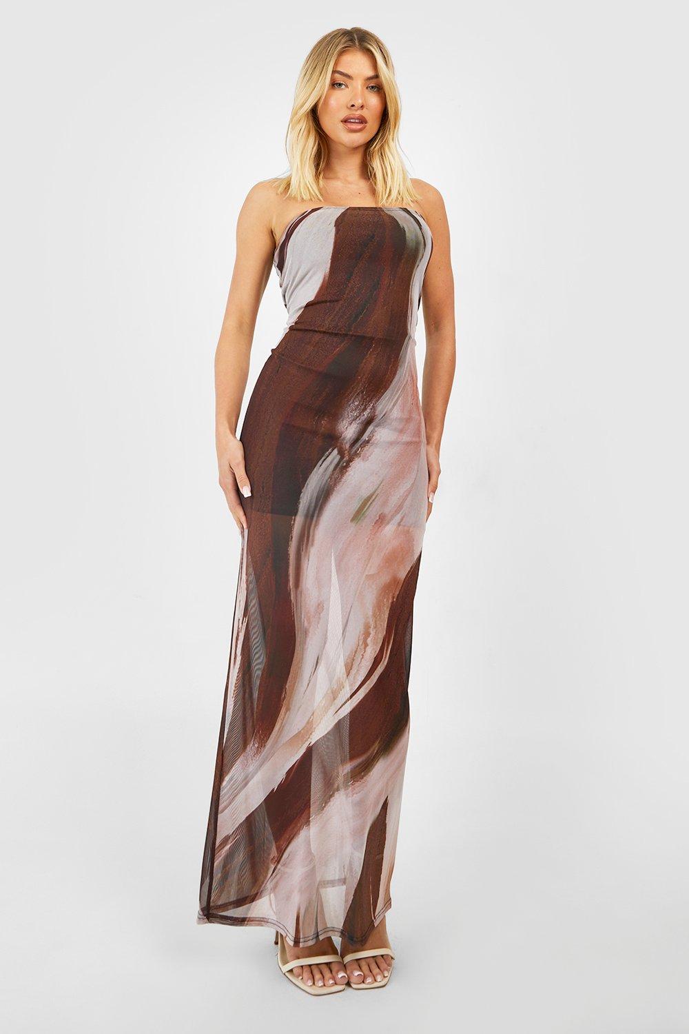 MWB Abstract Mesh Bandeau Maxi  Dress MYWISHBAG