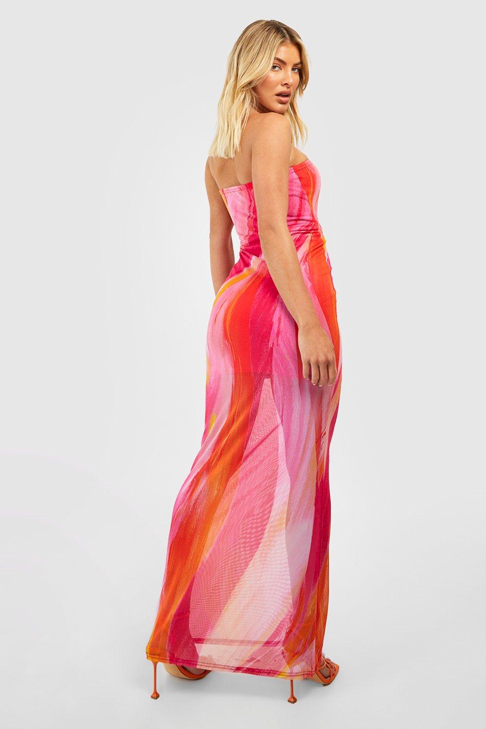 MWB Abstract Mesh Bandeau Maxi  Dress MYWISHBAG