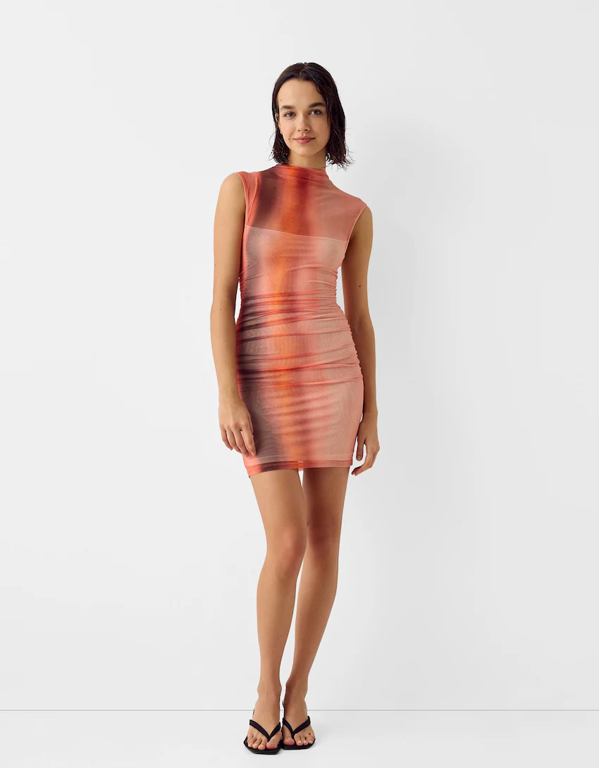 MWB Printed sleeveless High Neck Mini Dress MYWISHBAG
