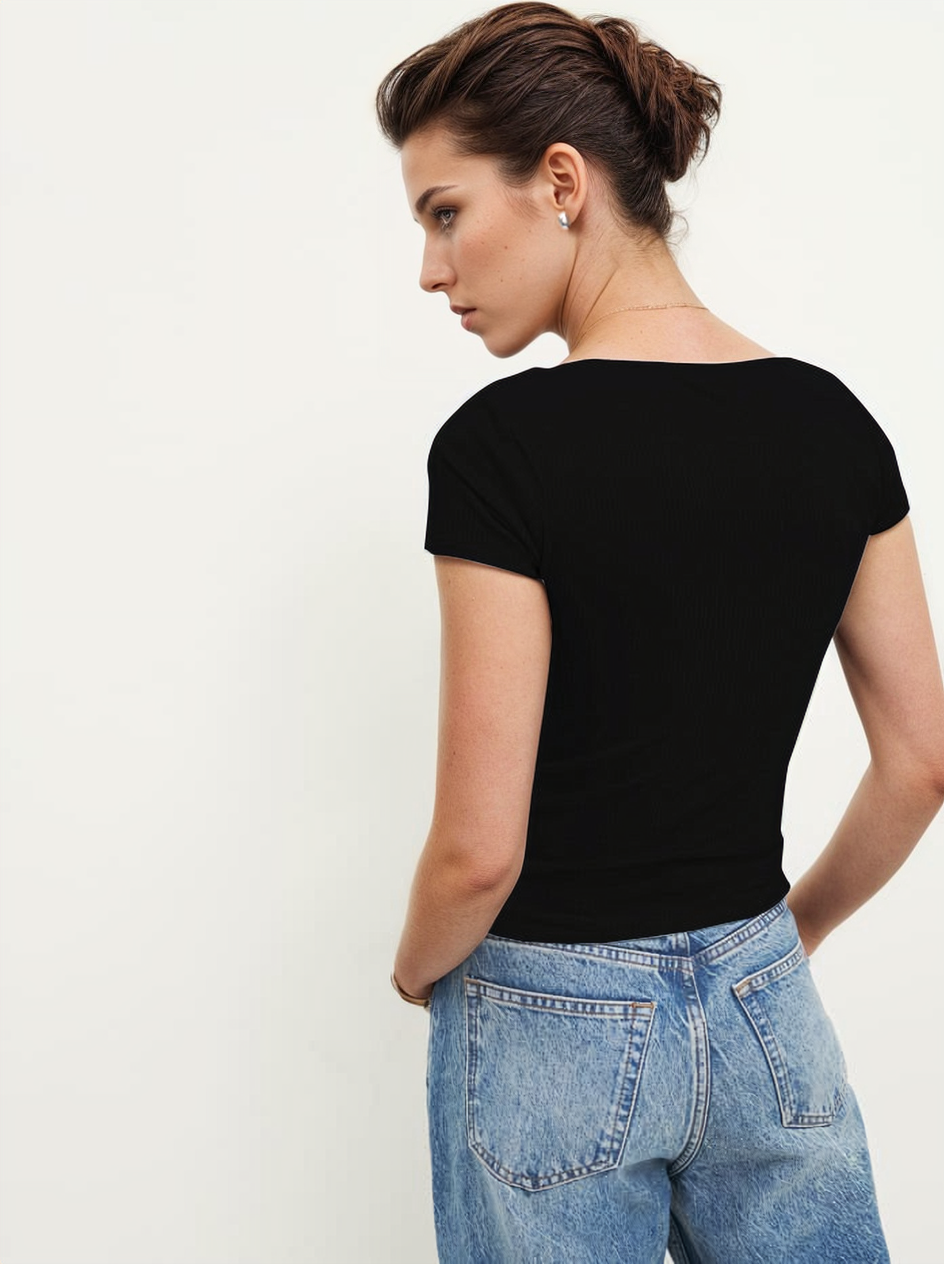 MWB Square Neckline Cut Out Rib Top MYWISHBAG