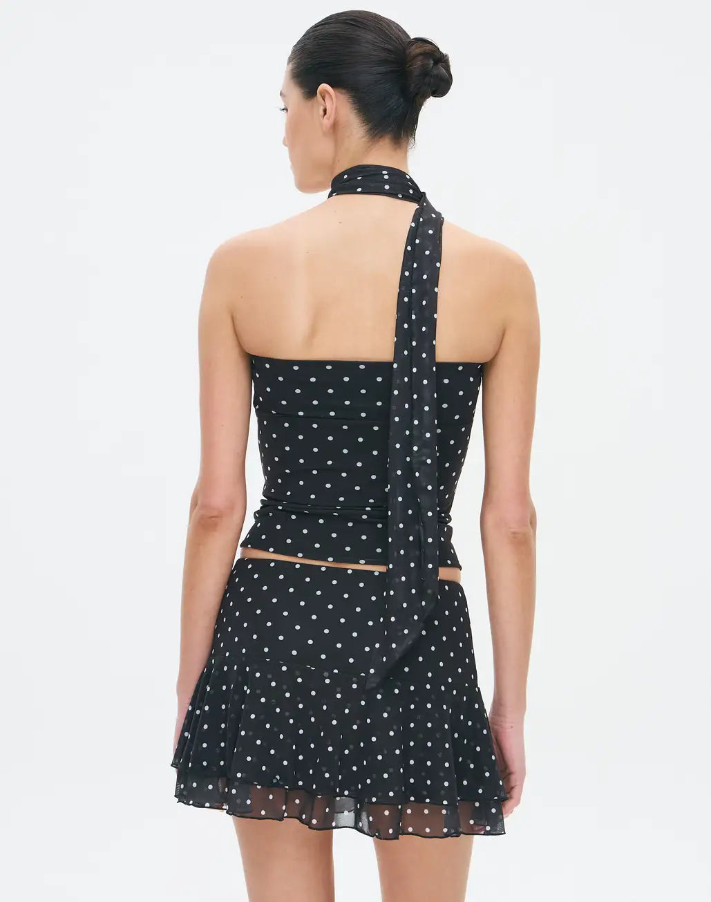 Print Ruffle Mesh Mini  Skirt  With Top