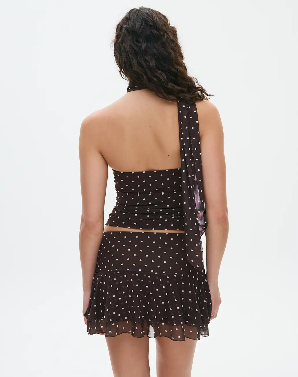 Print Ruffle Mesh Mini Skirt With Top MYWISHBAG