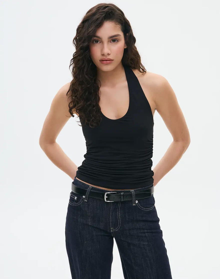 Ruched Side Halter Top