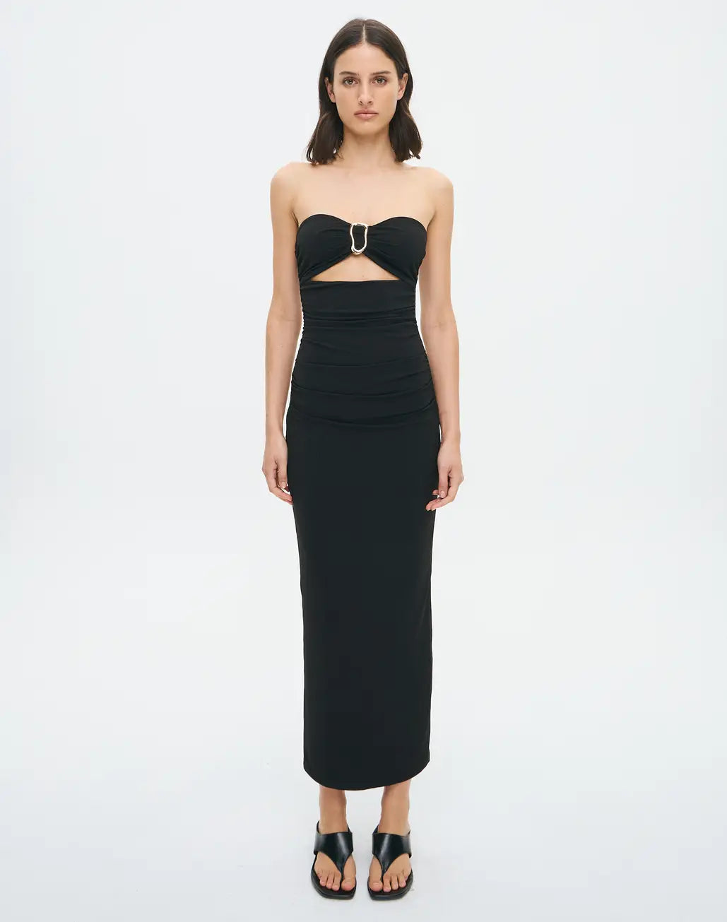 Strapless Hardware Detail Maxi Dress