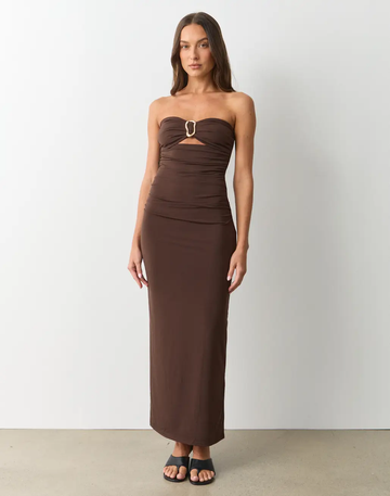 MWB Strapless Hardware Detail Maxi Dress