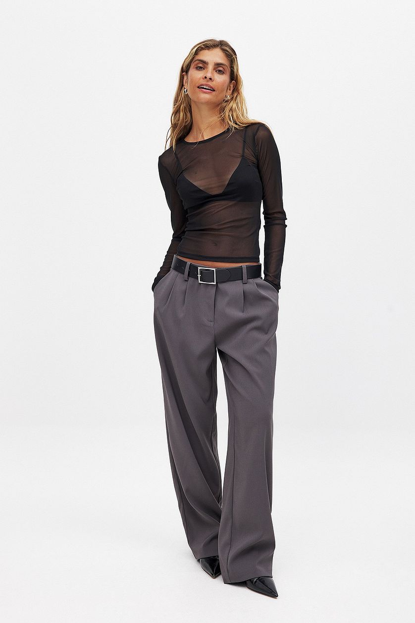 Round Neck Fitted Mesh Top