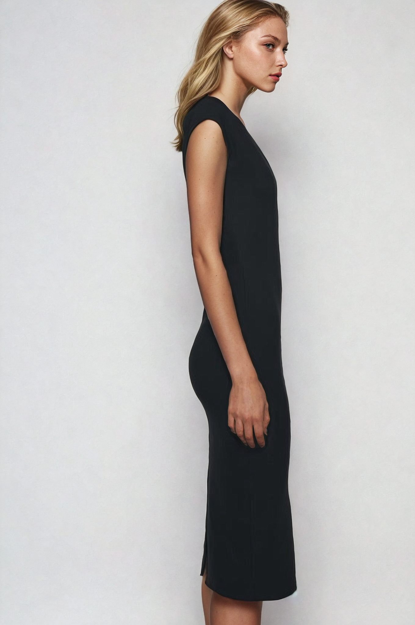 MWB Fitted V-Neck Midi Dress MYWISHBAG