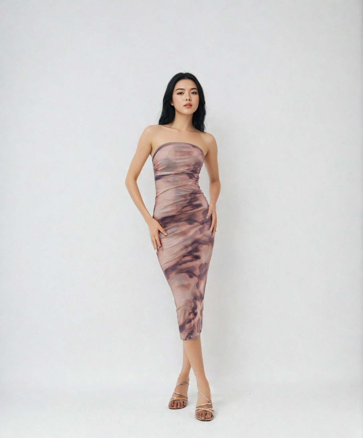 MWB Printed Tulle midi Printed Dress MYWISHBAG