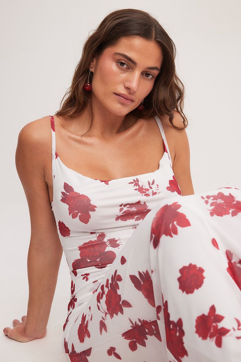 MWB Waterfall Mesh Maxi Dress