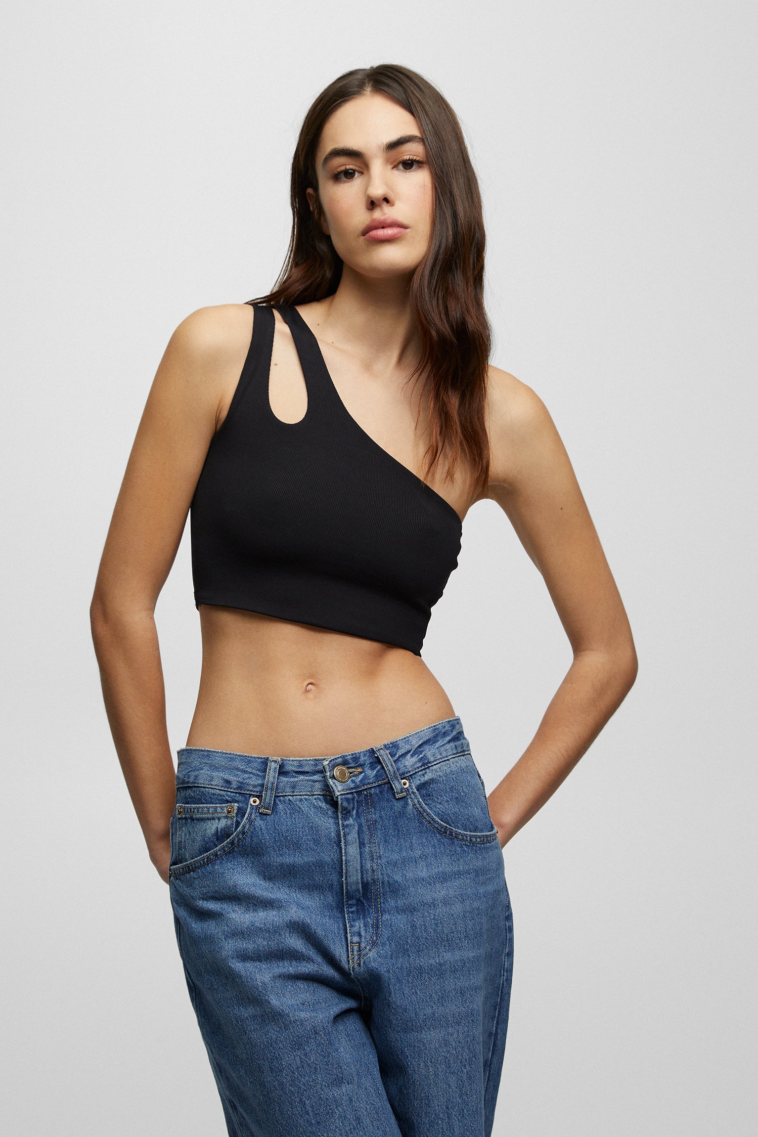 MWB Cut Out Asymmetric Crop Top MYWISHBAG