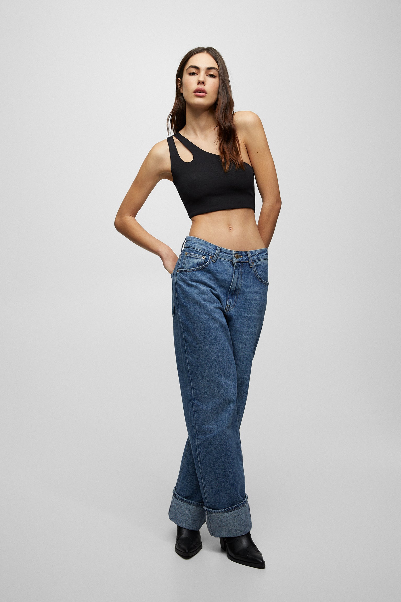 MWB Cut Out Asymmetric Crop Top MYWISHBAG
